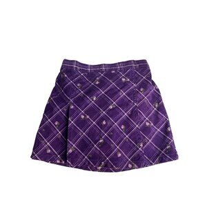 VTG Mc Kids Girls 24M‎ Toddler Purple Plaid Floral Skirt Corduroy Elastic Waist